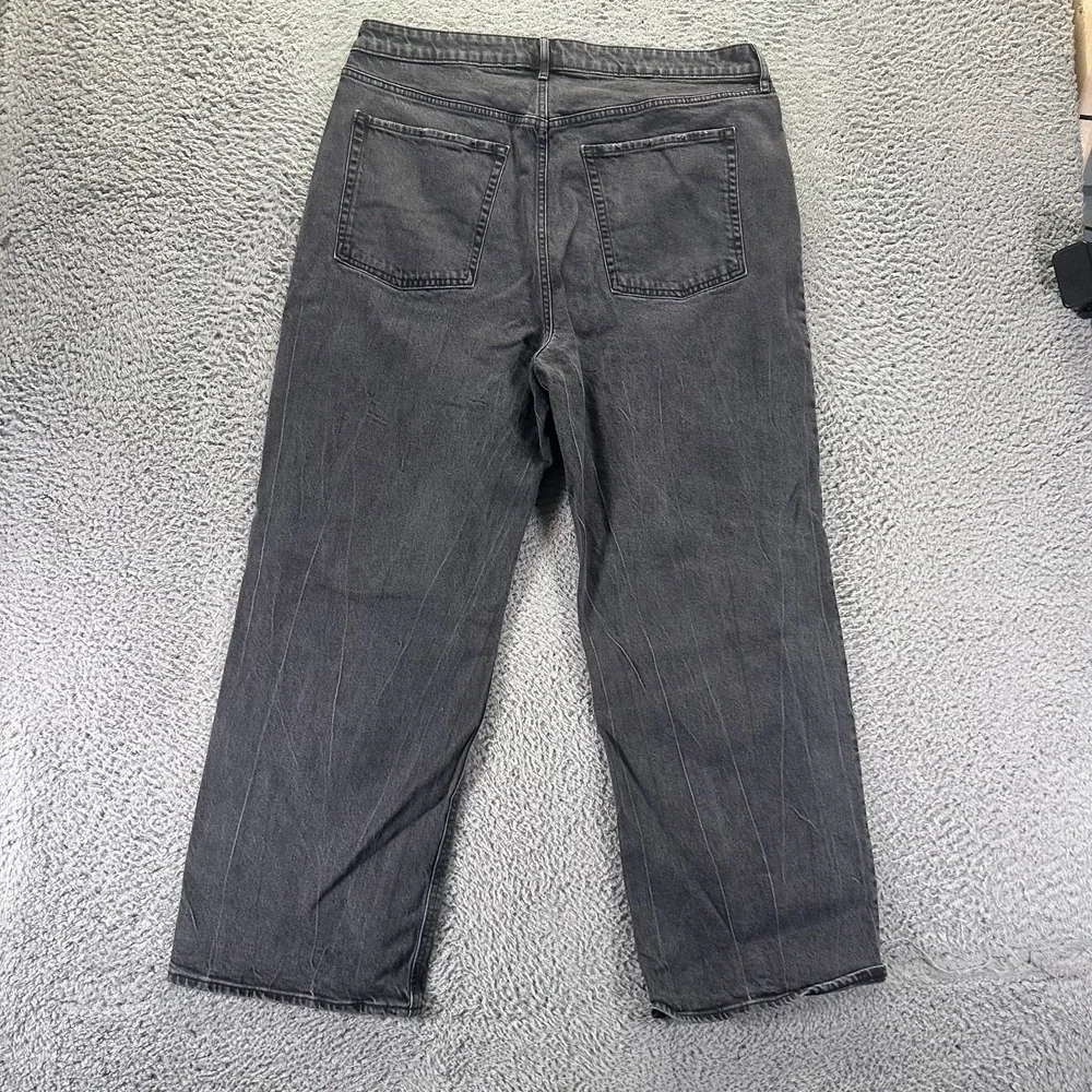 Old Navy Sky-Hi Jeans Womens 18P Gray Cotton Denim Wide-Leg Workwear Stretch